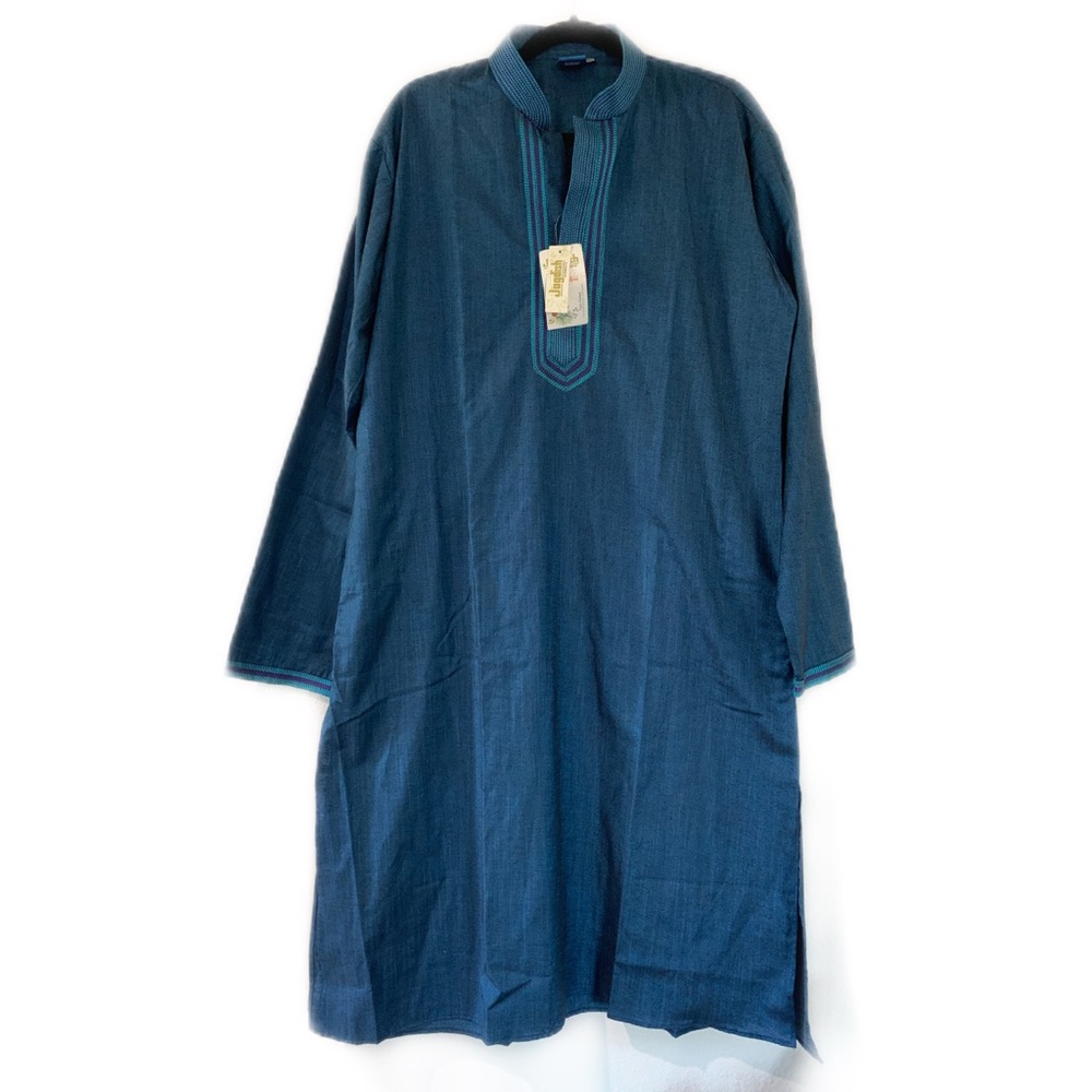 Kurta Blue Embroidered Indian Shirt 🚨
